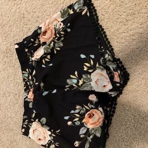 floral pom pom shorts